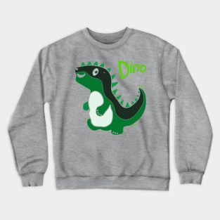 cartoon style illustration of a cute green dinosaurs Crewneck Sweatshirt